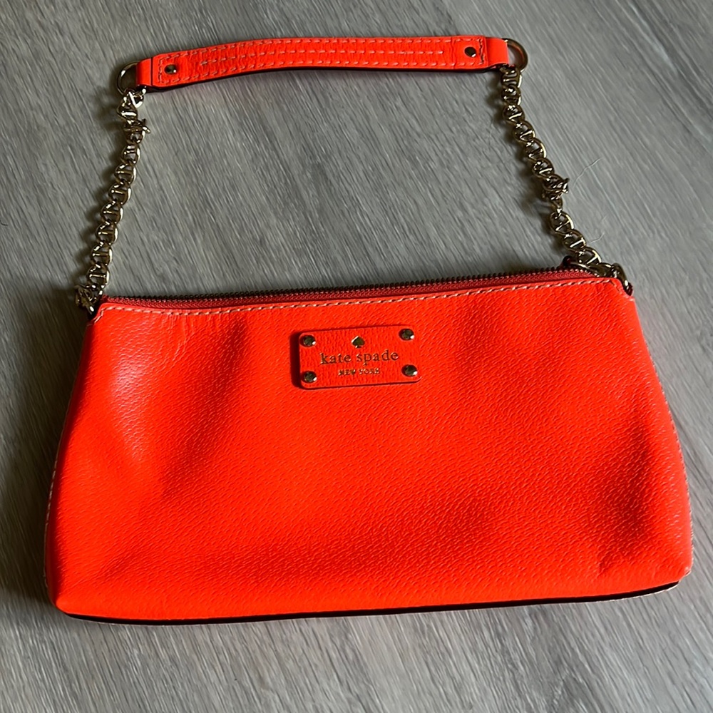 Kate spade neon orange clutch